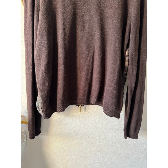 Vtg Ralph Lauren Brown Cashmere Silk Zip Cardigan Sweater Equestrian Plaid 3X - Picture 10 of 12